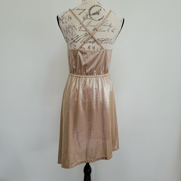 Wild Blue x Sadie Robertson Sz M Juniors Sheath Dress Gold Metallic NWT - Picture 5 of 9